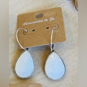 NWT Alice From Dallas Crystal Teardrop Earrings in White Opal.
